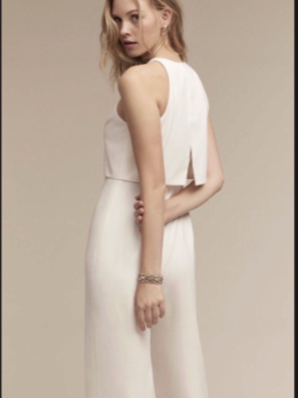 Jill Stuart Ivory Crepe Jumpsuit